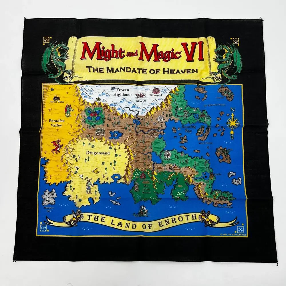 Might and Magic VI Big Box 90s PC Game Complete Fabric Map Manuals Unsealed